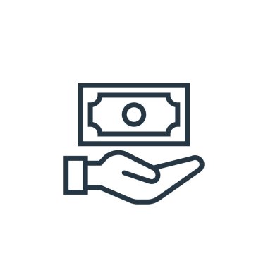 ticari pazarlama konseptinden işlem simgesi vektörü. İnce çizgili düzenlenebilir felç çizgisi. Web ve mobil uygulamalarda kullanmak için işlem doğrusal işareti, logo, yazdırma ortamı.