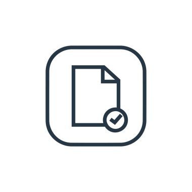Dosyalar ve dizinler konseptinden doğrulanmış simge vektörü. Doğrulanabilir felcin ince bir çizgisi. Web ve mobil uygulamalarda kullanım için doğrulanmış doğrusal işaret, logo, yazdırma ortamı.