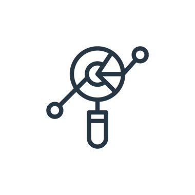 İş ve para konseptindeki analitik simge vektörü. Analitik ve düzenlenebilir felcin ince çizgisi. Web ve mobil uygulamalarda kullanmak için analitik doğrusal işaret, logo, yazdırma ortamı.