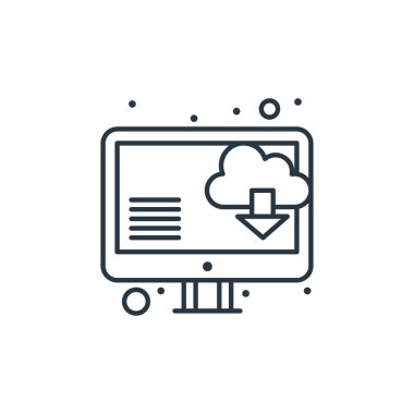 Web sunucu kavramından simge vektörü indir. İndirilebilir inme darbesinin ince çizgisi. Web ve mobil uygulamalar, logo ve yazdırma ortamlarında kullanım için doğrusal işaret indir.