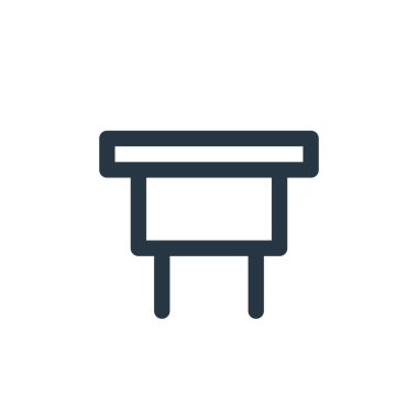 Eğitim konseptinden masa ikonu vektörü. Masa düzenlenebilir vuruşun ince çizgisi. Web ve mobil uygulamalarda kullanmak için tablonun doğrusal işareti, logo, yazdırma ortamı.