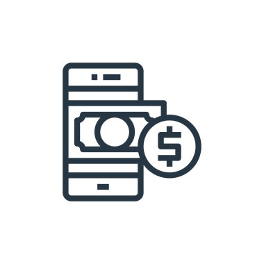 Çevrimiçi iş iletişimi kavramının ödeme ikonu vektörü. Düzenlenebilir inmenin ince çizgisi. Web ve mobil uygulamalarda kullanım için ödeme doğrusal işareti, logo, yazdırma ortamı.