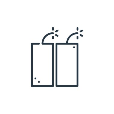 Kutlama konseptinden havai fişek ikonu vektörü. Düzenlenebilir havai fişek vuruşunun ince bir çizgisi. Web ve mobil uygulamalar, logo ve yazdırma ortamlarında kullanılmak üzere fişek doğrusal işareti.