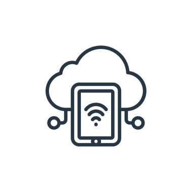 Bulut hesaplama konseptinden bulut ikon vektörü. Düzenlenebilir bulut vuruşunun ince çizgisi. Web ve mobil uygulamalar, logo ve yazdırma ortamlarında kullanım için bulut hesaplama doğrusal işareti.