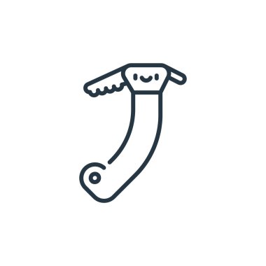 Macera konseptinden buz baltası ikonu vektörü. İnce çizgili, düzenlenebilir buz baltası darbesi. Web ve mobil uygulamalarda kullanmak için buz baltası doğrusal işareti, logo, yazdırma ortamı.