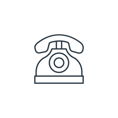 Telefon ikonu vektörü antika konseptinden. Düzenlenebilir telefon vuruşunun ince bir çizgisi. Web ve mobil uygulamalarda kullanmak için telefon doğrusal işareti, logo, yazdırma ortamı.