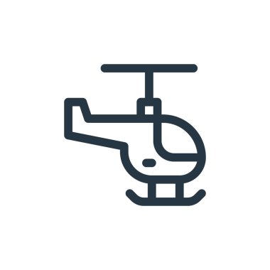 Toplu taşıma konseptinden helikopter ikonu vektörü. Helikopterin düzenlenebilir vuruşunun ince çizgisi. Web ve mobil uygulamalarda kullanmak için helikopter doğrusal işareti, logo, yazdırma ortamı.