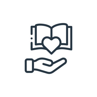 Bağış konseptinden ikon vektörü öğreniyorum. Düzenlenebilir vuruşları öğrenmenin ince bir çizgisi. Web ve mobil uygulamalarda kullanmak için doğrusal işaret öğrenme, logo, yazdırma ortamı.