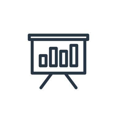 İş dünyası sunum ikonu vektörü iş kavramından. İş sunumunun ince çizgisi düzenlenebilir felç. Web ve mobil uygulamalarda kullanmak için iş sunumu doğrusal işareti, logo, yazdırma