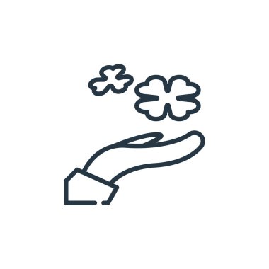 Aziz Patrick Günü konseptinden bir el ikonu vektörü. Elle düzenlenebilir felcin ince bir çizgisi. Web ve mobil uygulamalarda kullanmak için el doğrusal işareti, logo, yazdırma ortamı.