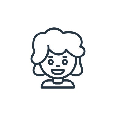 Çocuk avatarları konseptinden ikon kız vektörü. Düzenlenebilir kız felcinin ince bir çizgisi. Web ve mobil uygulamalarda kullanmak için kız doğrusal işareti, logo, yazdırma ortamı.