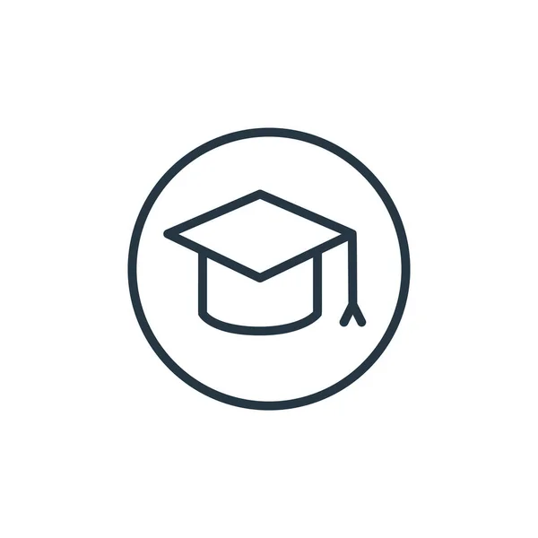毕业帽图标矢量从在线学习的概念 毕业帽可编辑笔划的细线图解 用于网络和移动应用程序 印刷媒体的毕业帽线形标志 — 图库矢量图片