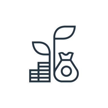 Bankacılık kavramından ikon vektörü büyüyor. İnce çizgili düzenlenebilir felç çizgisi. Web ve mobil uygulamalar, logo ve yazdırma ortamlarında kullanım için büyüyen doğrusal işaret.