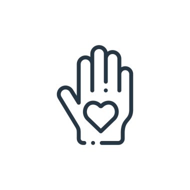 Bağış konseptinden gönüllü ikon vektörü. Düzenlenebilir kalp krizinin ince bir çizgisi. Web ve mobil uygulamalarda kullanmak için gönüllü doğrusal imza, logo, yazdırma ortamı.