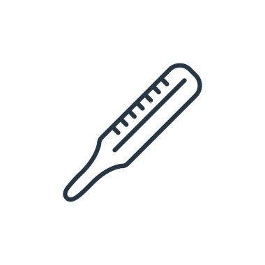 Sağlık konseptinden termometre ikon vektörü. Termometre düzenlenebilir felcin ince çizgisi. Web ve mobil uygulamalar, logo ve yazdırma ortamlarında kullanmak için termometre doğrusal işareti.