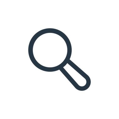 Kullanıcı arayüzü kavramından arama simgesi vektörü. Düzenlenebilir darbenin ince çizgisi. Web ve mobil uygulamalarda kullanmak için doğrusal arama işareti, logo, yazdırma ortamı.