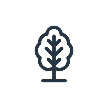 Ağaç konseptinden ikon vektörü. İnce çizgili ağaç çizgisi çizimi. Web ve mobil uygulamalarda kullanmak için ağaç doğrusal işareti, logo, yazdırma ortamı.