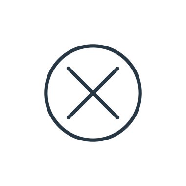 Medya oyuncuları kavramından ikon vektörünü kapat. Yakın düzenlenebilir felcin ince bir çizgisi. Web ve mobil uygulamalarda kullanmak için doğrusal işareti kapat, logo, yazdırma ortamı.