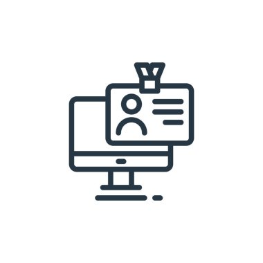 Tasarım araçları kavramından kartvizit tasarım ikonu vektörü. Kartvizitin düzenlenebilir vuruşunun ince çizgisi. Web ve mobil uygulamalarda kullanım için kartvizit tasarımı doğrusal işareti, logo, 