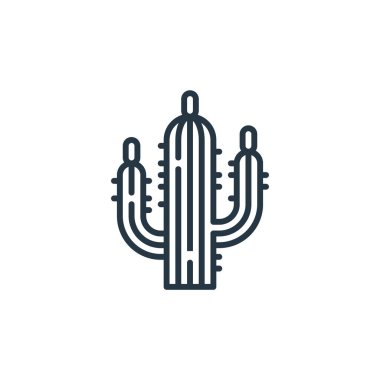 Cinco de mayonez kavramından kalma kaktüs ikonu vektörü. Düzenlenebilir kaktüs felcinin ince bir çizgisi. Web ve mobil uygulamalarda kullanmak için kaktüs doğrusal işareti, logo, yazdırma ortamı.