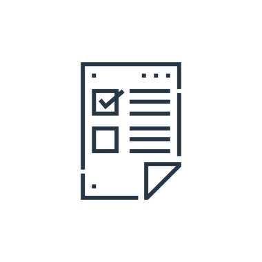 Seçim konseptinden oy ikonu vektörü. Oylamanın düzenlenebilir vuruşunun ince çizgisi. Web ve mobil uygulamalarda kullanım için doğrusal işaret, logo, yazdırma medyası.