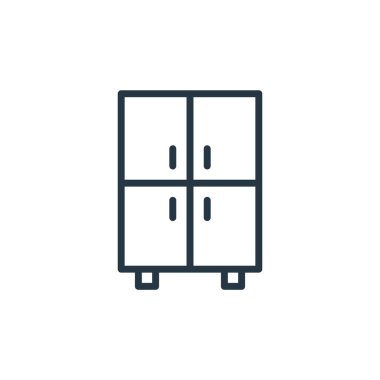 Ofis konseptinden dolap ikonu vektörü. Dolap düzenlenebilir darbenin ince bir çizgisi. Web ve mobil uygulamalarda kullanmak için dolap doğrusal işareti, logo, yazdırma ortamı.