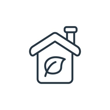 Ekoloji konseptinden yeşil ev ikonu vektörü. Yeşil ev düzenlenebilir felcin ince bir çizgisi. Web ve mobil uygulamalarda kullanmak için yeşil ev doğrusal işareti, logo, yazdırma ortamı.