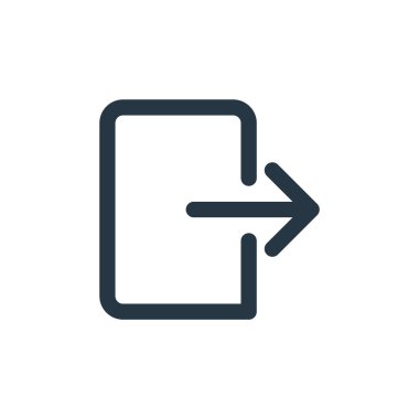 Kullanıcı arayüzü kavramından çıktı simgesi vektörü. İnce çizgili düzenlenebilir felç çizgisi. Web ve mobil uygulamalarda kullanım için çıktı doğrusal işareti, logo, yazdırma ortamı.