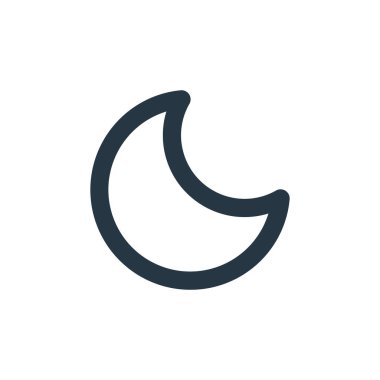 Temel ui kavramından Ay ikonu vektörü. Ay 'ın düzenlenebilir vuruşunun ince bir çizgisi. Web ve mobil uygulamalarda kullanmak için ay doğrusal işareti, logo, yazdırma ortamı.