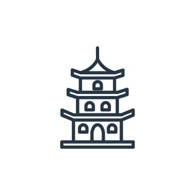 Pagoda ikon vektörü bina konseptinden. Düzenlenebilir pagoda felcinin ince bir çizgisi. kullanım için pagoda lineer işareti web ve mobil uygulamalar, logo, yazdırma ortam.