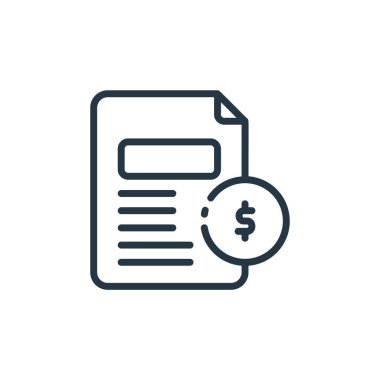 Fatura simgesi vektörü finans kavramından. Faturalandırılabilir felcin ince bir çizgisi. Web ve mobil uygulamalarda kullanmak için fatura doğrusal işareti, logo, yazdırma ortamı.