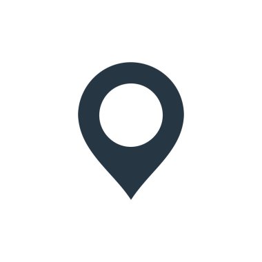 Haritalardan ve navigasyon konseptinden konum simgesi vektörü. İnce çizgili düzenlenebilir felç çizgisi. Web ve mobil uygulamalarda kullanmak için konum doğrusal işareti, logo, yazdırma ortamı.