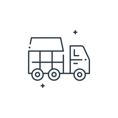 Toprak Ana Günü konseptindeki çöp kamyonu ikonu taşıyıcısı. Düzenlenebilir çöp kamyonu felcinin ince bir çizgisi. Web ve mobil uygulamalarda kullanmak için çöp kamyonu lineer işareti, logo, yazdırma medyası.