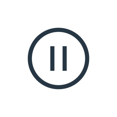 Müzik konseptinden simge vektörünü durdur. Duraklat tuşu düzenlenebilir vuruşunun ince çizgisi. Web ve mobil uygulamalar, logo ve yazdırma ortamlarında kullanmak için düğme doğrusal işaretini duraklat.