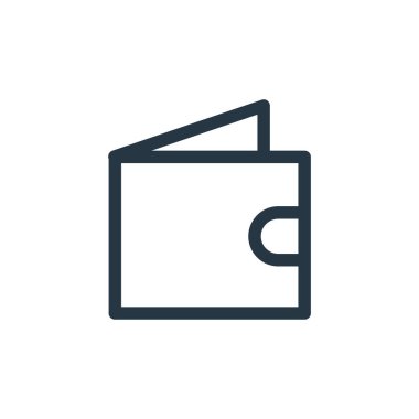 Çeşitli kavramlardan cüzdan ikonu vektörü. Cüzdan düzenlenebilir darbenin ince çizgisi. Web ve mobil uygulamalarda kullanmak için cüzdan doğrusal işareti, logo, yazdırma ortamı.