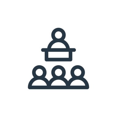 İş idaresi konseptinden bir ikon vektörü. Düzenlenebilir beyin felcinin ince çizgisi. Web ve mobil uygulamalarda kullanmak için konferans doğrusal işareti, logo, yazdırma ortamı.