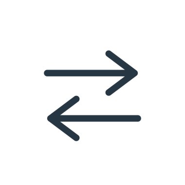 ok konseptinden sol ve sağ ok ikonu vektörü. Sol ve sağ okların düzenlenebilir vuruşlarının ince çizgisi. Web ve mobil uygulamalarda kullanmak için sol ve sağ oklar doğrusal işareti, logo, yazdırma 