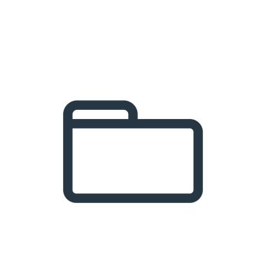 Kullanıcı arayüzü kavramından dizin simgesi vektörü. Düzenlenebilir klasör vuruşunun ince çizgisi. Web ve mobil uygulamalarda kullanmak için dizin doğrusal işareti, logo, yazdırma ortamı.