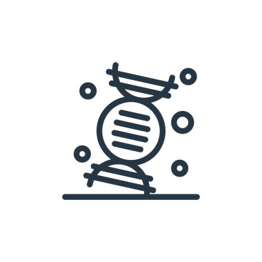 Tıbbi konseptten DNA ikonu vektörü. DNA düzenlenebilir felcin ince bir çizgisi. Web ve mobil uygulamalarda kullanmak için DNA doğrusal işareti, logo, yazdırma ortamı.