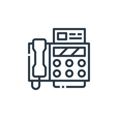 Ofis konseptinden faks ikonu vektörü. İnce çizgili faks düzenlenebilir felç çizgisi. Web ve mobil uygulamalarda kullanmak için faks doğrusal işareti, logo, yazdırma ortamı.