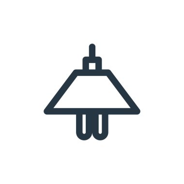 Mobilya konseptinden lamba ikonu vektörü. İnce çizgili lamba dekoltesi. Web ve mobil uygulamalarda kullanmak için lamba doğrusal işareti, logo, yazdırma ortamı.