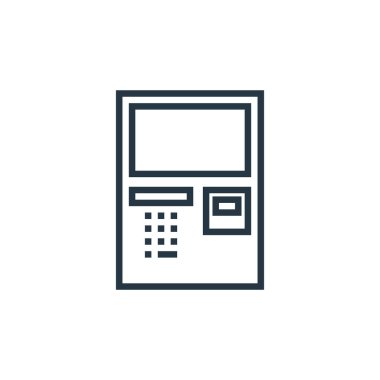 Bankacılık konseptinden ATM simgesi vektörü. Düzenlenebilir felcin ince bir çizgisi. web ve mobil uygulamalarda kullanmak için atm doğrusal işareti, logo, yazdırma ortamı.