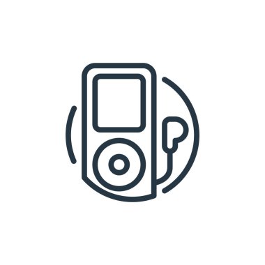 mp player ikon vektörü elektrik cihazları kavramından. mp player düzenlenebilir vuruşunun ince çizgisi. MPplayer doğrusal işareti web ve mobil uygulamalarda, logoda, yazdırma ortamında.