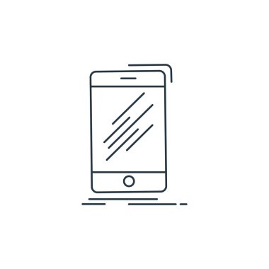 D yazdırma ve iletişim konseptinden akıllı telefon simgesi vektörü. Düzenlenebilir akıllı telefon vuruşunun ince bir çizgisi. Web ve mobil uygulamalarda kullanmak için akıllı telefon doğrusal işareti, logo, yazdırma ortamı.