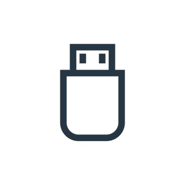 Elektronik konseptten flaş disk simgesi vektörü. Flaş diskin düzenlenebilir darbesinin ince çizgisi. Web ve mobil uygulamalarda kullanmak için flaş disk doğrusal işareti, logo, yazdırma ortamı.