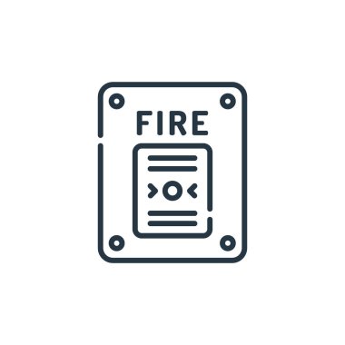 Müze konseptinden yangın alarmı ikonu vektörü. Yangın alarmının düzenlenebilir vuruşunun ince çizgisi. Web ve mobil uygulamalarda kullanım için yangın alarmı doğrusal işareti, logo, yazdırma ortamı.