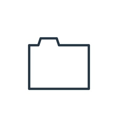 Ofis konseptinde çalışırken dizin ikonu vektörü. Düzenlenebilir klasör vuruşunun ince çizgisi. Web ve mobil uygulamalarda kullanmak için dizin doğrusal işareti, logo, yazdırma ortamı.