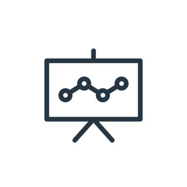 İş ve ofis kavramının ikon vektörü. İnce çizgili, düzenlenebilir felç çizgisi. Web ve mobil uygulamalarda kullanım için doğrusal analiz işareti, logo, yazdırma ortamı.