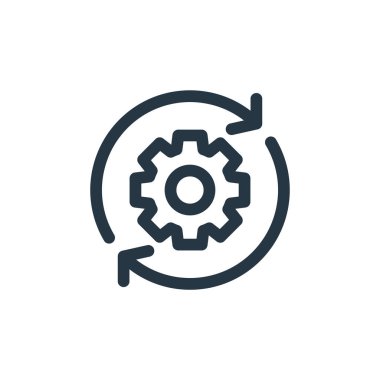 Müşteri hizmetleri konseptinden ayar simgesi vektörü. Düzenlenebilir inme ayarlarının ince çizgisi. Web ve mobil uygulamalar, logo ve yazdırma ortamlarında kullanım için doğrusal imza ayarları.
