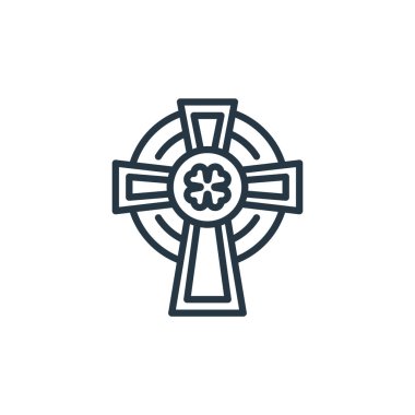 Aziz Patrick Günü konseptinden inanç ikonu vektörü. İnce çizgili, düzenlenebilir inanç vuruşu çizgisi. Web ve mobil uygulamalarda kullanmak için inanç doğrusal işareti, logo, yazdırma ortamı.